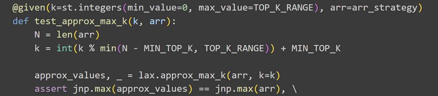 Top-K sampling property verification